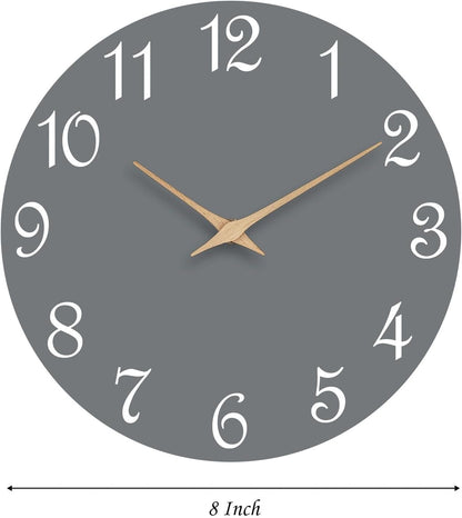 Mosewa Wall Clock 8 Inch Black Battery Operated Silent Non Ticking Simple Minimalist Rose Gold Numbers Decorative for Bedroom Living Room Kitchen Home Bathroom Office