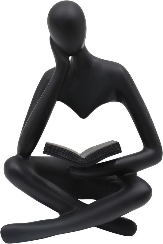 Jinkoozz Reading Women Statue, Thinker Sculptures, Abstract Art Ornament, Modern Aesthetic Figurine Decoration, Suitable for Home Living Room Bedroom Office Shelf Table Desk Bookshelf Decor