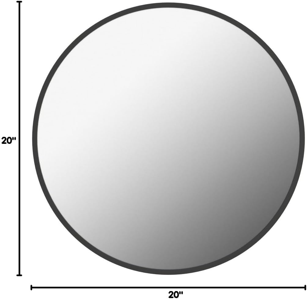 Sunniry Black Round Mirror, Round Mirror 24 inch, Black Circle Mirrors Matte Metal Frame, Wall Mounted Mirrors for Living Room, Bathroom, Wall, Entryway.