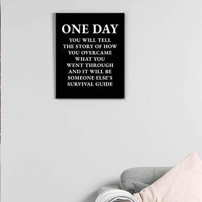 Inspirational Farmhouse Canvas Print Wall Art Decor One Small Positive Thought in the Morning Can Change Your Whole Day Sign Painting Plaque Rustic Home Decoration (8 X 8 Inches, Framed)