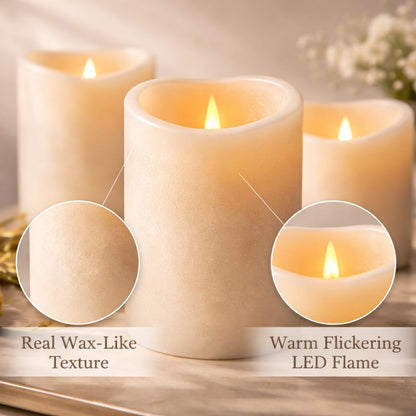 Enido Flameless Candles, Color Changing LED Candles(D: 3" x H: 4" 5" 6") Battery Operated Outdoor Waterpoof Candles Plastic Pack of 9 Flameless Pillar Candles
