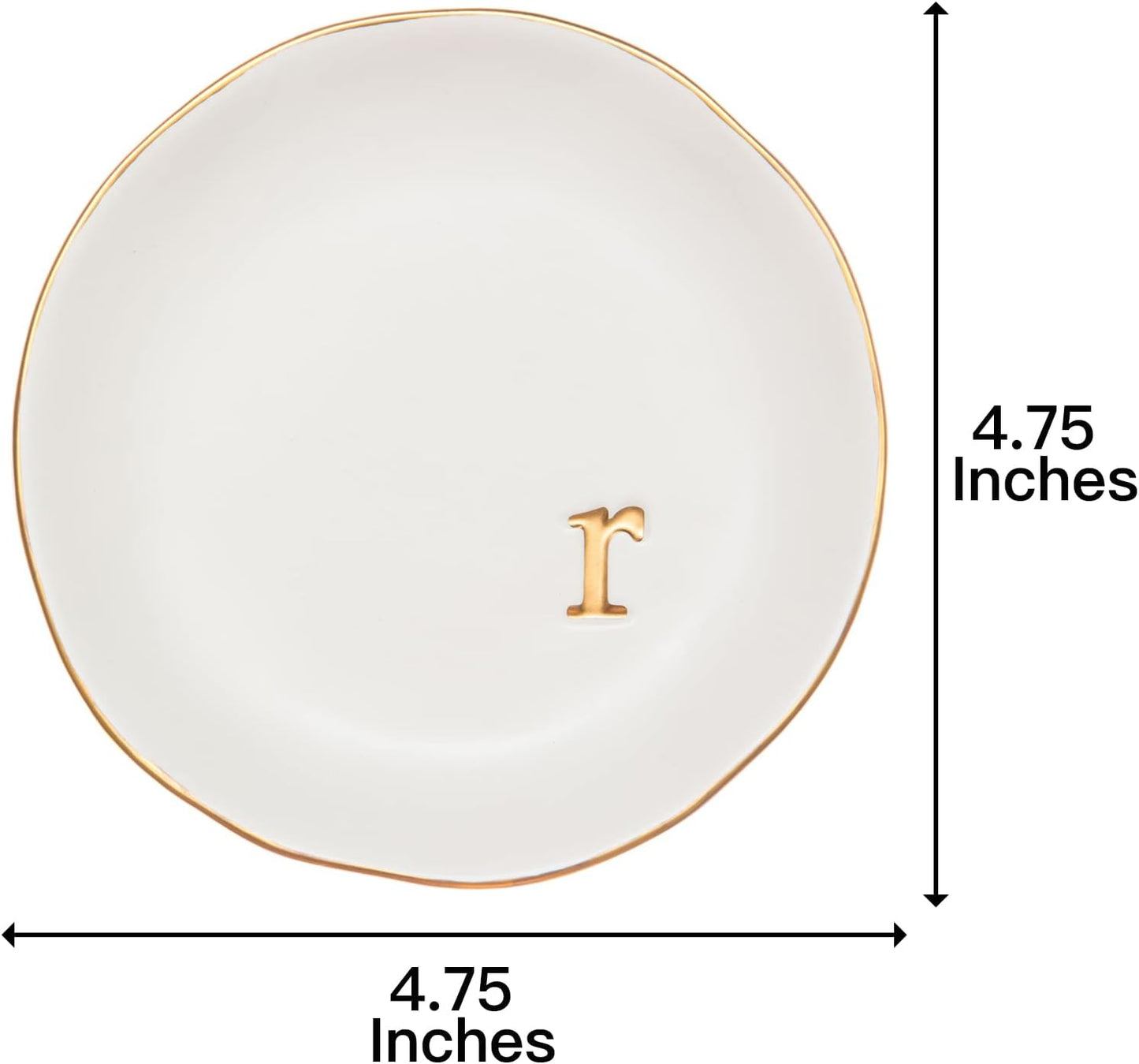 COLLECTIVE HOME - Ceramic Jewelry Tray, Decorative Trinket Dish for Rings Earrings Necklaces Bracelet Watch Keys, Birthday Mother's Day Christmas Gift for Women, 4.75", White Surface (M)