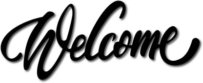 CREATCABIN Welcome Sign Welcome Wood Cutout Wooden Wall Decor Letters Laser Cut Art Unfinished Rustic Decorative DIY for Front Door Home Gallery Porch Coffee Bar Wreath Gift 11.8 x 2.4 Inch