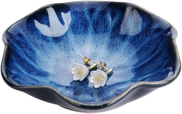 JAMEND CLXP Lotus Leaf Shape Decorative Ring Tray, Small Key Bowl, Ceramic Trinket Tray Jewelry Dish Organizing Necklace Earrings, Home Decoration for Mom Best Friend Sister, Pink.