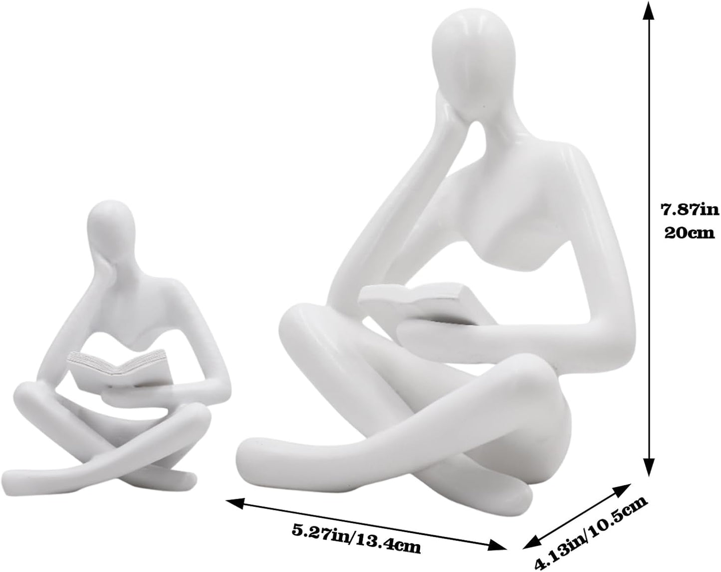 Jinkoozz Reading Women Statue, Thinker Sculptures, Abstract Art Ornament, Modern Aesthetic Figurine Decoration, Suitable for Home Living Room Bedroom Office Shelf Table Desk Bookshelf Decor