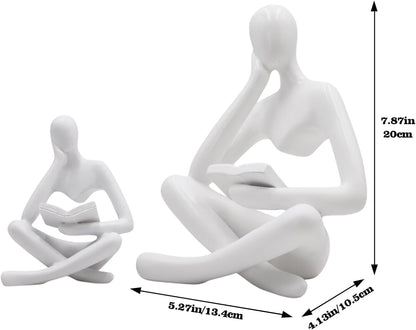 Jinkoozz Reading Women Statue, Thinker Sculptures, Abstract Art Ornament, Modern Aesthetic Figurine Decoration, Suitable for Home Living Room Bedroom Office Shelf Table Desk Bookshelf Decor