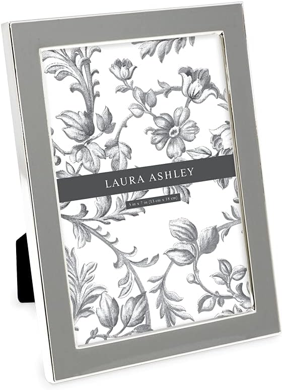 Laura Ashley 5x7 Navy Enamel Picture Frame, Gold Metal Edge with Easel, for Countertop, Counterspace, Tabletop Display, Bookshelf, Desk, Wall Décor, Photo Gallery (5x7, Navy W/Gold)