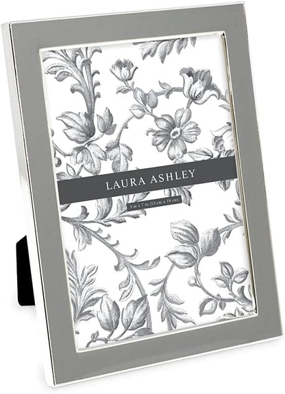 Laura Ashley 5x7 Navy Enamel Picture Frame, Gold Metal Edge with Easel, for Countertop, Counterspace, Tabletop Display, Bookshelf, Desk, Wall Décor, Photo Gallery (5x7, Navy W/Gold)