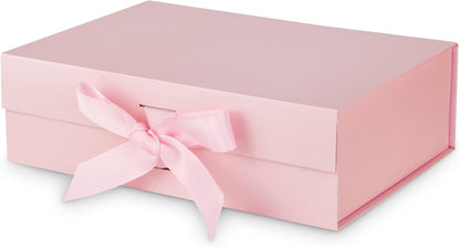 DaiJoob Gift Box with Lid for Presents 10.5x7.5x3.1 Inches with Ribbon and Magnetic Closure(1-Pack) (Black)