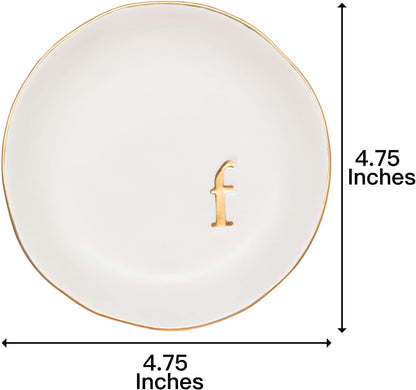 COLLECTIVE HOME - Ceramic Jewelry Tray, Decorative Trinket Dish for Rings Earrings Necklaces Bracelet Watch Keys, Birthday Mother's Day Christmas Gift for Women, 4.75", White Surface (M)