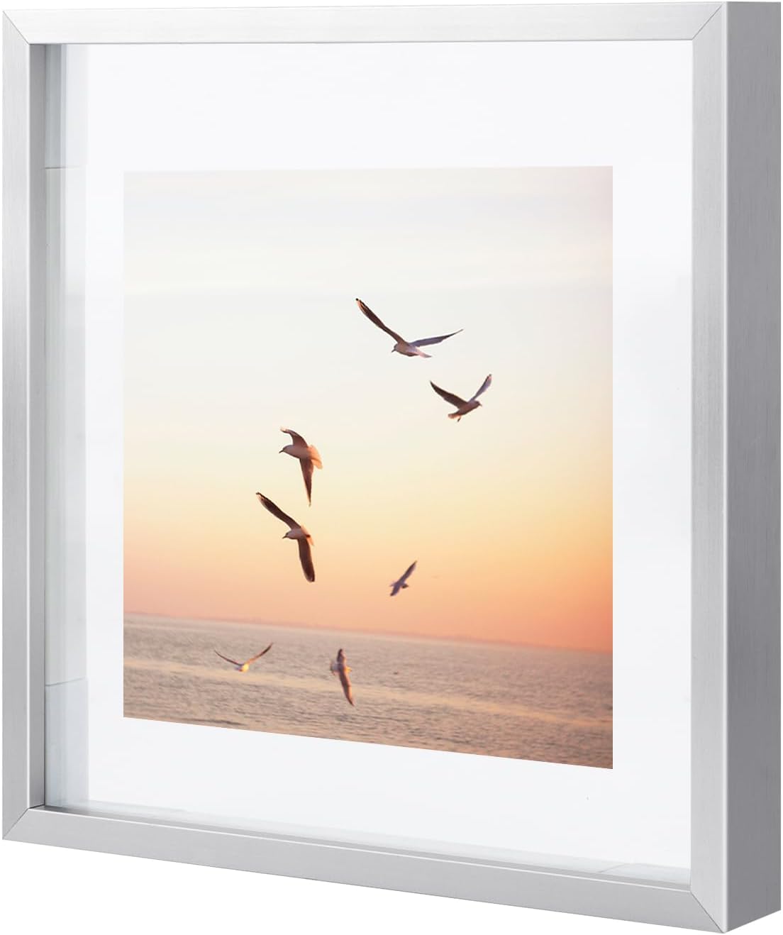 Frametory, Floating Picture Frame 12x16 - Black Aluminum Metal Photo Frame - Real Glass of Front - for Wall Mount Display