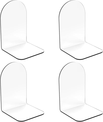 MerryNine Clear Book Ends 2pcs, Acrylic Bookends for Shelves, Non-Slip Bookend Decorative for Heavy Duty Book, Books Holder Stopper for Kids, Bookshelf Dividers Books Organizer for Office Home School