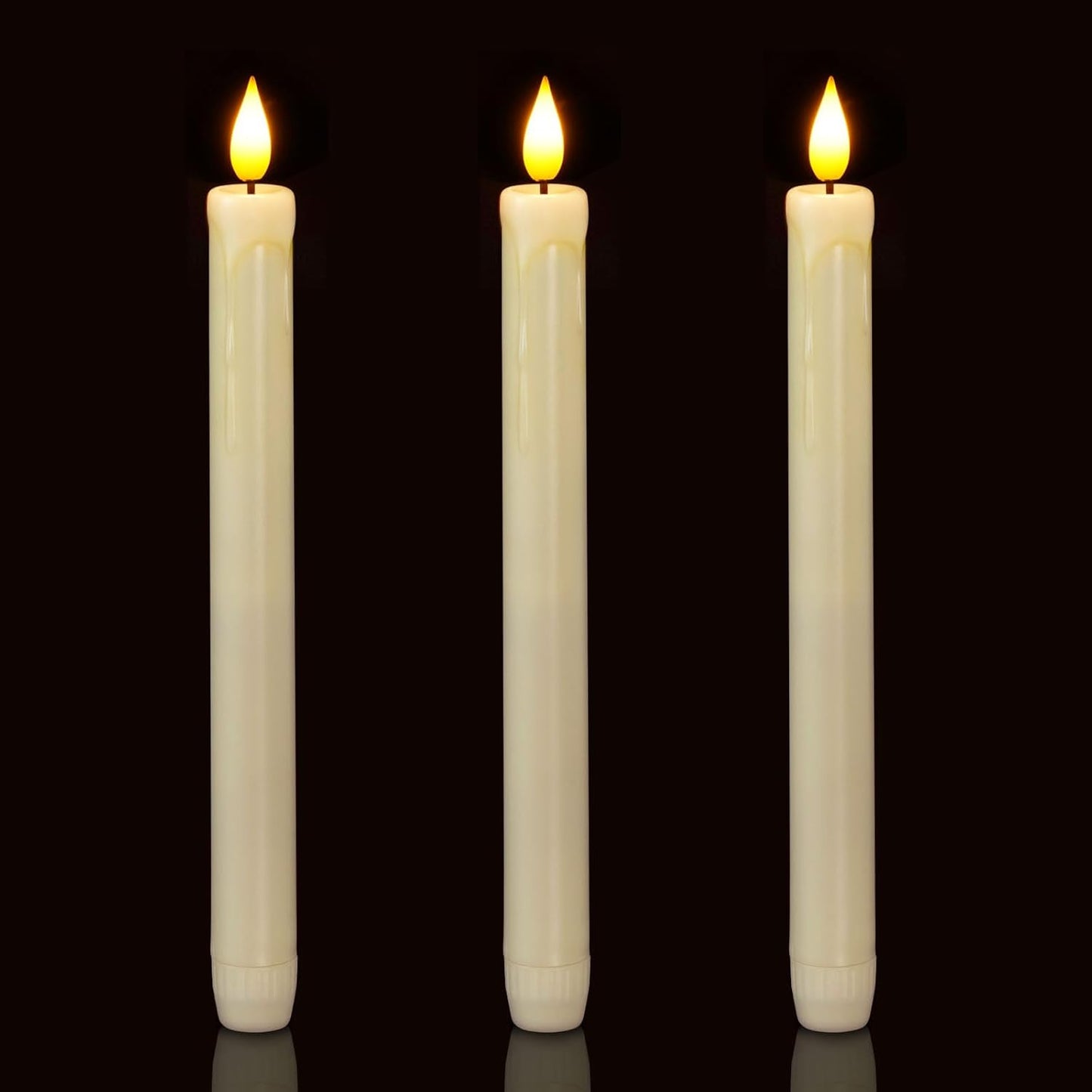 Homemory 2/3/6 Pack Flameless Taper Candles, No Remote, Realistic Flickering Battery Operated Candlesticks, Ivory LED Plastic Candle Safe for Weddings, Table Decor, Christmas, and Halloween(Set of 2)