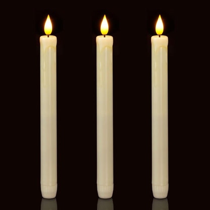 Homemory 2/3/6 Pack Flameless Taper Candles, No Remote, Realistic Flickering Battery Operated Candlesticks, Ivory LED Plastic Candle Safe for Weddings, Table Decor, Christmas, and Halloween(Set of 2)
