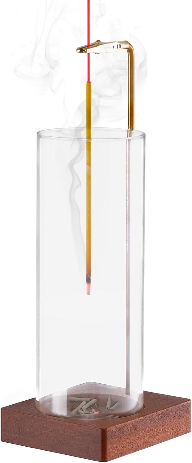 1 Pack Incense Holder for Sticks, Insence-Stick Holder Ash Catcher with Removable Glass [Anti-Ash Flying], Mess-Free Incense Burner Holder, Perfect for Meditation Yoga Relaxation, Home Decor