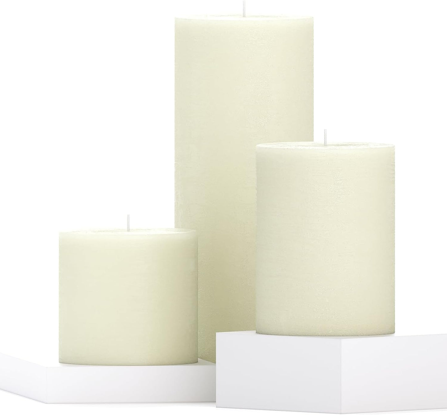 CANDWAX 3x4 inch Pillar Candles Set of 3 – Unscented Dripless Rustic Dark Blue Candles for Room Decor, Weddings, Centerpieces