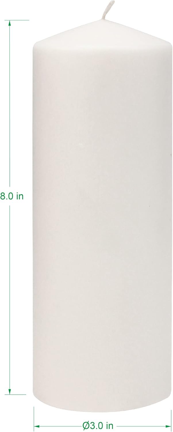 Stonebriar Unscented White Tall Pillar Candles, 65 Hour Burning Candle Pillars, Perfect for Decor, Weddings, Emergencies 3" X 6", 6 count