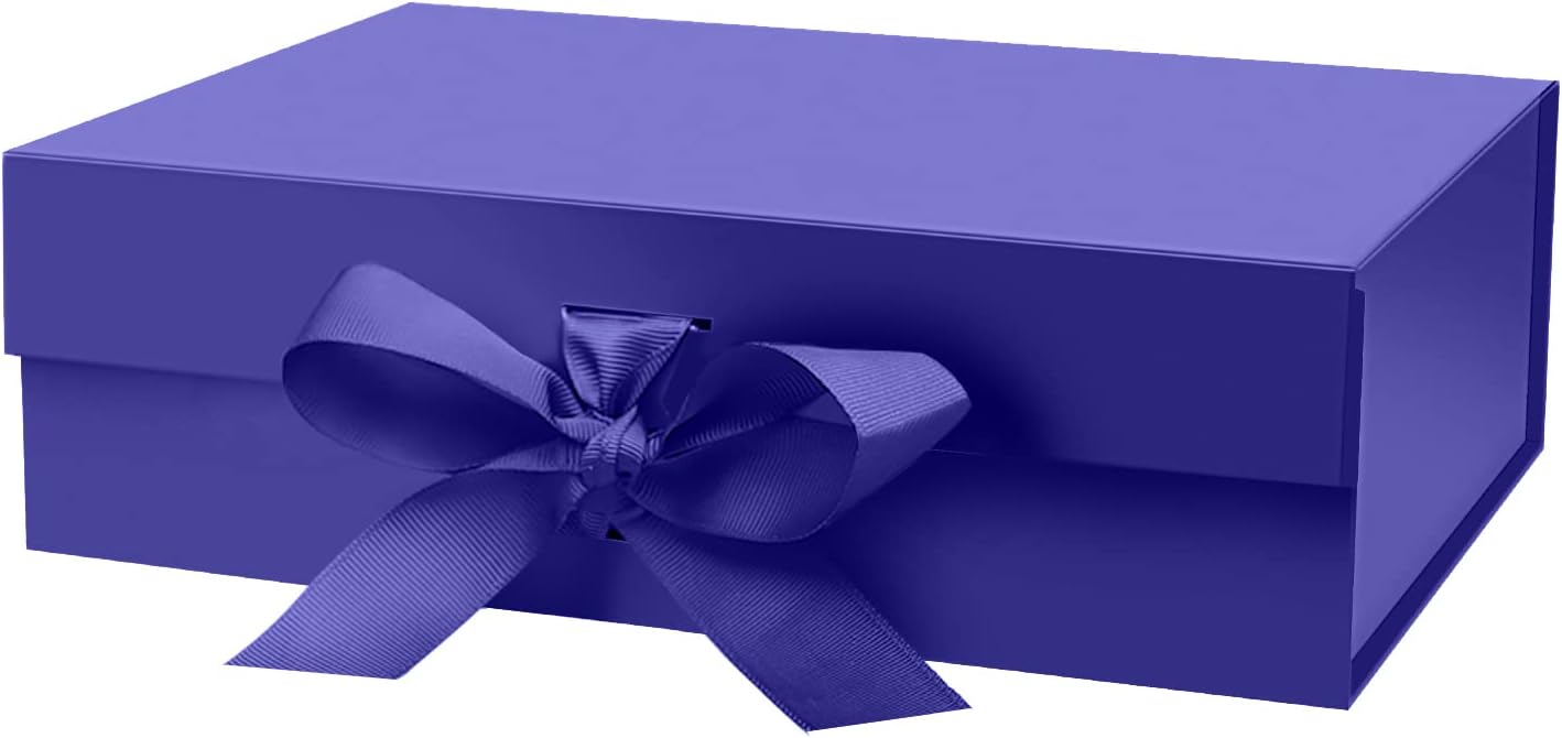 DaiUni 10.5"X7.5"X3.1" Pink Magnetic Gift Box with Lid and Ribbon for Presents