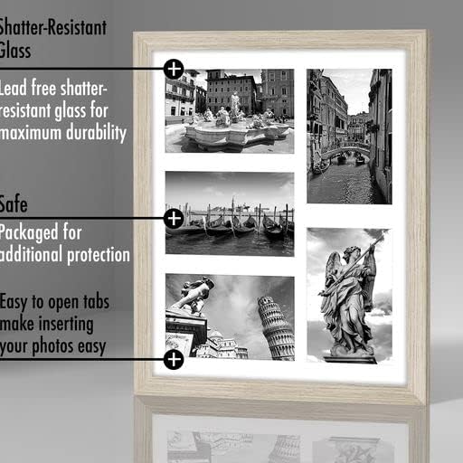 Americanflat 4x6 Collage Picture Frame with Shatter-Resistant Glass - Fits Five 4x6 Photos or Use as One 11x14 Picture Frame - Signature Collection - Collage Frames for Wall Display - Black