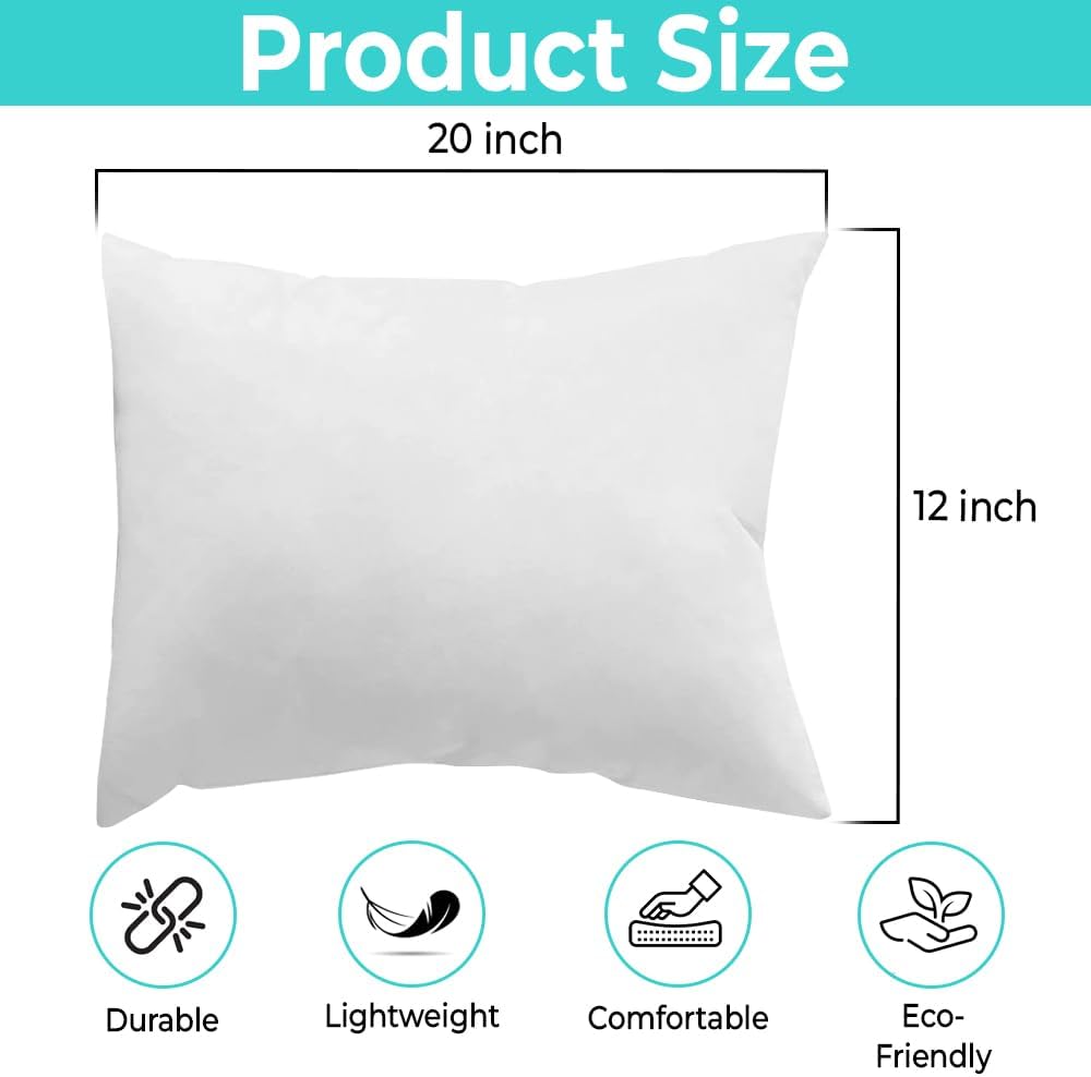 QUBA LINEN 18 x 18 Throw Pillow Insert - Pack of 2 White, Down Alternative Pillow Inserts for Decorative Pillow Covers, Throw Pillows for Bed, Couch Pillows for Living Room (Pack of 2)
