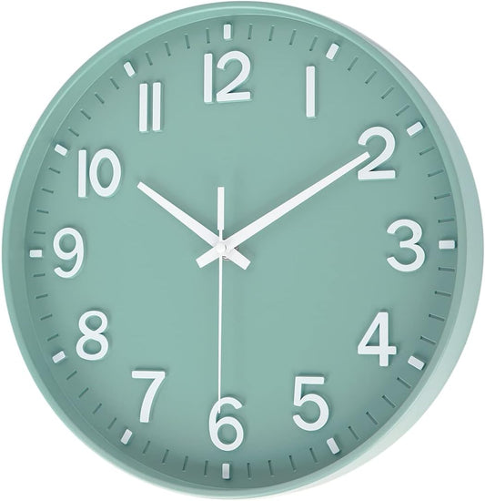 HZDHCLH Wall Clocks Battery Operated,12 inch Silent Non Ticking Modern Wall Clock for Living Room Bedroom Kitchen Office Classroom Decor (Olive Green and Gold)