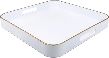 Green Decorative Tray with Handles, Versatile Serving Tray for Coffee Table, Ottoman, Ideal for Serving, Displaying, Organizing, 15.7"*10.2"*1.57"