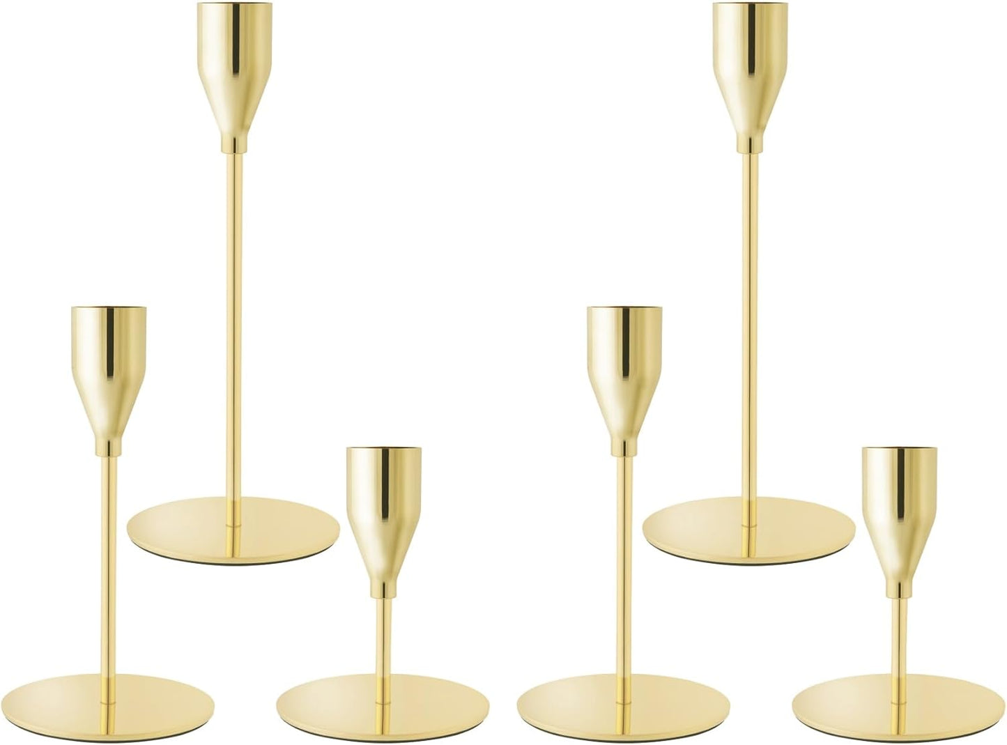 French Gold Taper Candle Holders for Wedding Table Centerpiece,Tall Taper Candlestick Holders Bulk Set of 6,Metal Candle Stick Holders for Dinning or Mantel Centerpiece,Party Home Decor