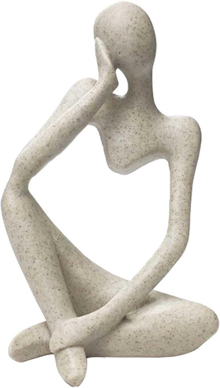 prosfalt Sandstone Resin Thinker Style Abstract Sculpture Statue Collectible Figurines Home Office Bookshelf Desktop Decor(Sandstone - Left Reverie)