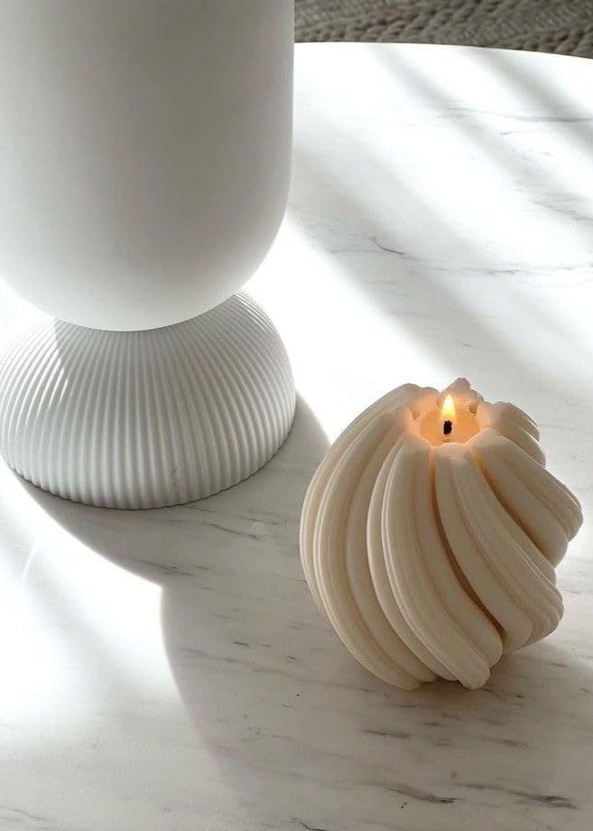 2PCS Hourglass Pillar Candles Set,Soy Wax Orchids Scented Pillar Candles,Cylindrical Tall Pillar Candle,Elegant Bubble Aesthetic Candle Housewarming Gift Home Room Shelf Decor Idea(White)