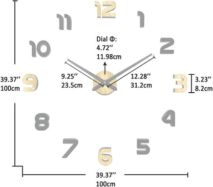 VANGOLD Large Wall Clocks for Living Room Decor, Decorative Wall Clocks Battery Operated (Black Wall Decor)