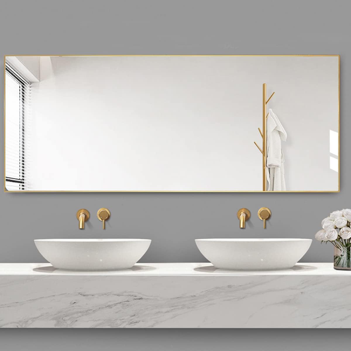 Dewfig Arched Full Length Mirror, 76"x34" Large Floor Mirror, Full Body Mirrors for Leaning or Hanging, Standing Mirrors for Bedroom, Living Room,Dressing Room, Aluminum Alloy Frame, Black
