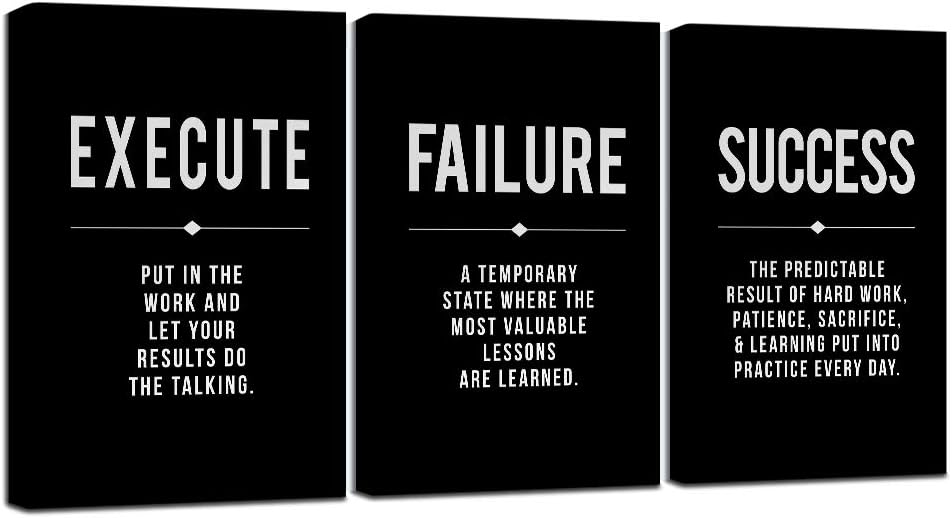 Inspirational Canvas Painting Wall Art -EPHANY ART,Mindset Quotes Prints, Success Framed Entrepreneur Poster Positive Quotes Wall Poster for Home Office Workplace (M-3pcs,12x16inchx3pcs)