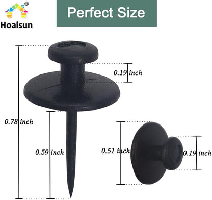 50 PCS Push Pins Picture Hangers Wall Hooks, Double Headed Thumb Tacks for Wall Hangings, Renter Friendly Decor Small Picture Frame Hangers for Drywall Cork Board Home Office Photo Decorations(Black)