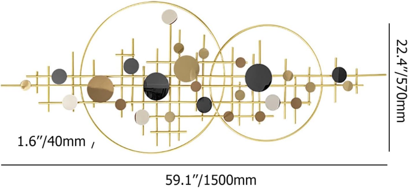homary Large Metal Wall Art – 47.2" Modern 3D Abstract Geometric Overlapping Design, Iron Wall Decor for Living Room, Dining Room, Office