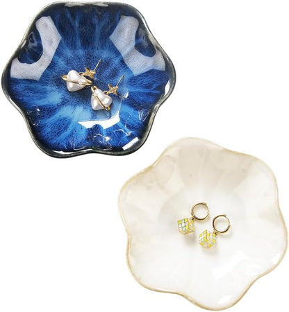 JAMEND CLXP Lotus Leaf Shape Decorative Ring Tray, Small Key Bowl, Ceramic Trinket Tray Jewelry Dish Organizing Necklace Earrings, Home Decoration for Mom Best Friend Sister, Pink.