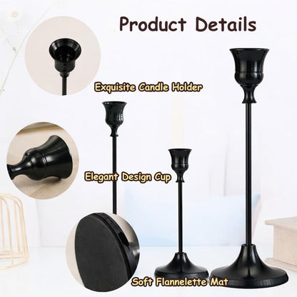 6Pcs Candlestick Holders,Brass Gold Metal Taper Candle Holder for Pillar Candles Sticks Holder for Wedding Fireplace Table Centerpiece Mantel Housewarming Gift