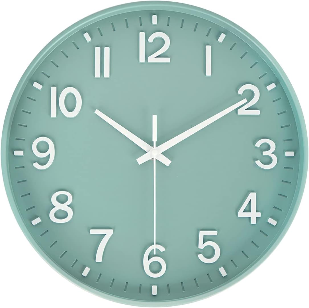 HZDHCLH Wall Clocks Battery Operated,12 inch Silent Non Ticking Modern Wall Clock for Living Room Bedroom Kitchen Office Classroom Decor (Olive Green and Gold)