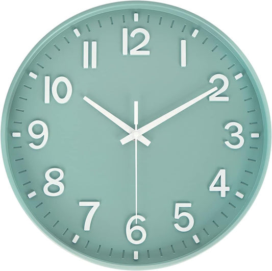 HZDHCLH Wall Clocks Battery Operated,12 inch Silent Non Ticking Modern Wall Clock for Living Room Bedroom Kitchen Office Classroom Decor (Olive Green and Gold)