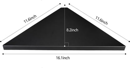 evron Corner Mounting Shelf Set of 2 – Easy to Install Floating Wall Shelves with Wood Grain Finish, Durable and Waterproof ABS Plastic for Kitchen, Bathroom, Living Room Home Décor