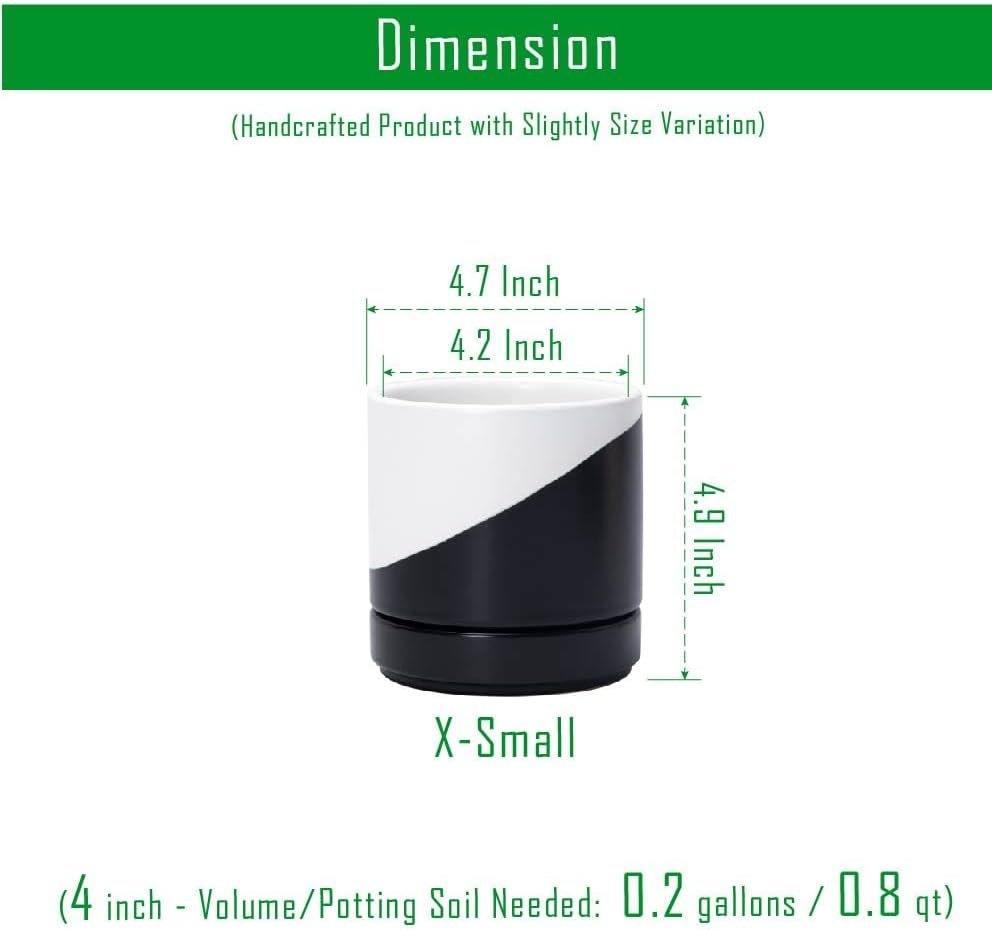 D'vine Dev 6.5 Inch Ceramic Planter Pot with Drainage Hole and Saucer, Indoor Cylinder Round Planter Pot, Olive, 94-O-C-J