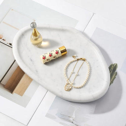 Koville Luxurious Natural Marble Vanity Tray, Cloud Shape Serving Stone Key Tray for Home Decor, 10" x 7" Marble Storage Trays for Bathroom, Stone Plate Holder for Perfume, Candle and Jewelry
