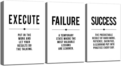 Inspirational Canvas Painting Wall Art -EPHANY ART,Mindset Quotes Prints, Success Framed Entrepreneur Poster Positive Quotes Wall Poster for Home Office Workplace (M-3pcs,12x16inchx3pcs)