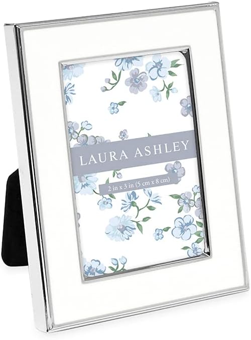 Laura Ashley 5x7 Navy Enamel Picture Frame, Gold Metal Edge with Easel, for Countertop, Counterspace, Tabletop Display, Bookshelf, Desk, Wall Décor, Photo Gallery (5x7, Navy W/Gold)