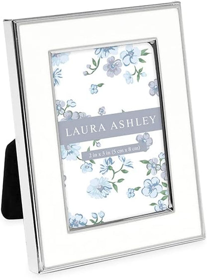 Laura Ashley 5x7 Navy Enamel Picture Frame, Gold Metal Edge with Easel, for Countertop, Counterspace, Tabletop Display, Bookshelf, Desk, Wall Décor, Photo Gallery (5x7, Navy W/Gold)