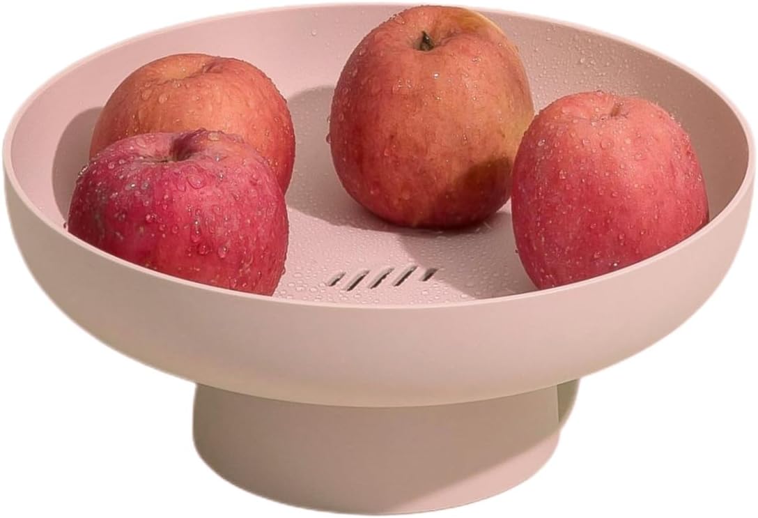 onefitow Fruit bowl Fruit Basket for Kitchen Countertop Storage Baskets Stand Organization, Decor Centerpiece for Kitchen Counter or Dining Room Tables (Pink)
