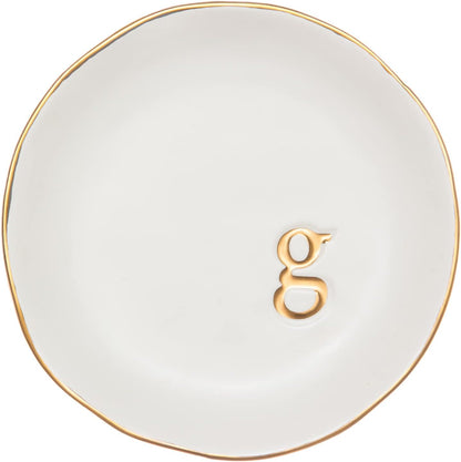 COLLECTIVE HOME - Ceramic Jewelry Tray, Decorative Trinket Dish for Rings Earrings Necklaces Bracelet Watch Keys, Birthday Mother's Day Christmas Gift for Women, 4.75", White Surface (M)