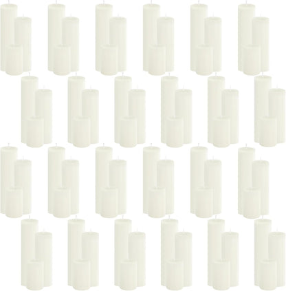 18 Pcs White Pillar Candles Bulk Set，Hurricane Candles，3 Different Lengths 2 x 3/4/6 Inch (6 Each)，Dripless Unscented Smokeless，Gives You a Better Atmosphere When Organizing an Event Party.