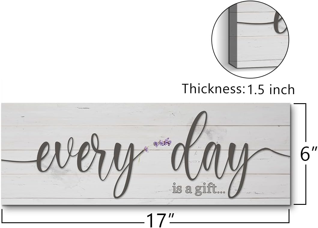 Quotes Wall Decor Enjoy the Little Things Sign Family Wall Signs Canvas Prints Rustic Wooden Wall Art Wood Pictures for Living Room Bedroom Office Home Decor, 6 X 17 Inch Framed