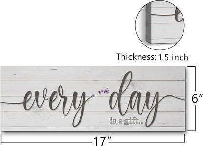 Quotes Wall Decor Enjoy the Little Things Sign Family Wall Signs Canvas Prints Rustic Wooden Wall Art Wood Pictures for Living Room Bedroom Office Home Decor, 6 X 17 Inch Framed