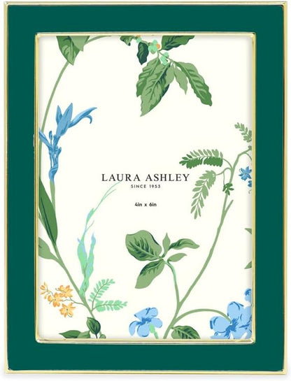 Laura Ashley 5x7 Navy Enamel Picture Frame, Gold Metal Edge with Easel, for Countertop, Counterspace, Tabletop Display, Bookshelf, Desk, Wall Décor, Photo Gallery (5x7, Navy W/Gold)